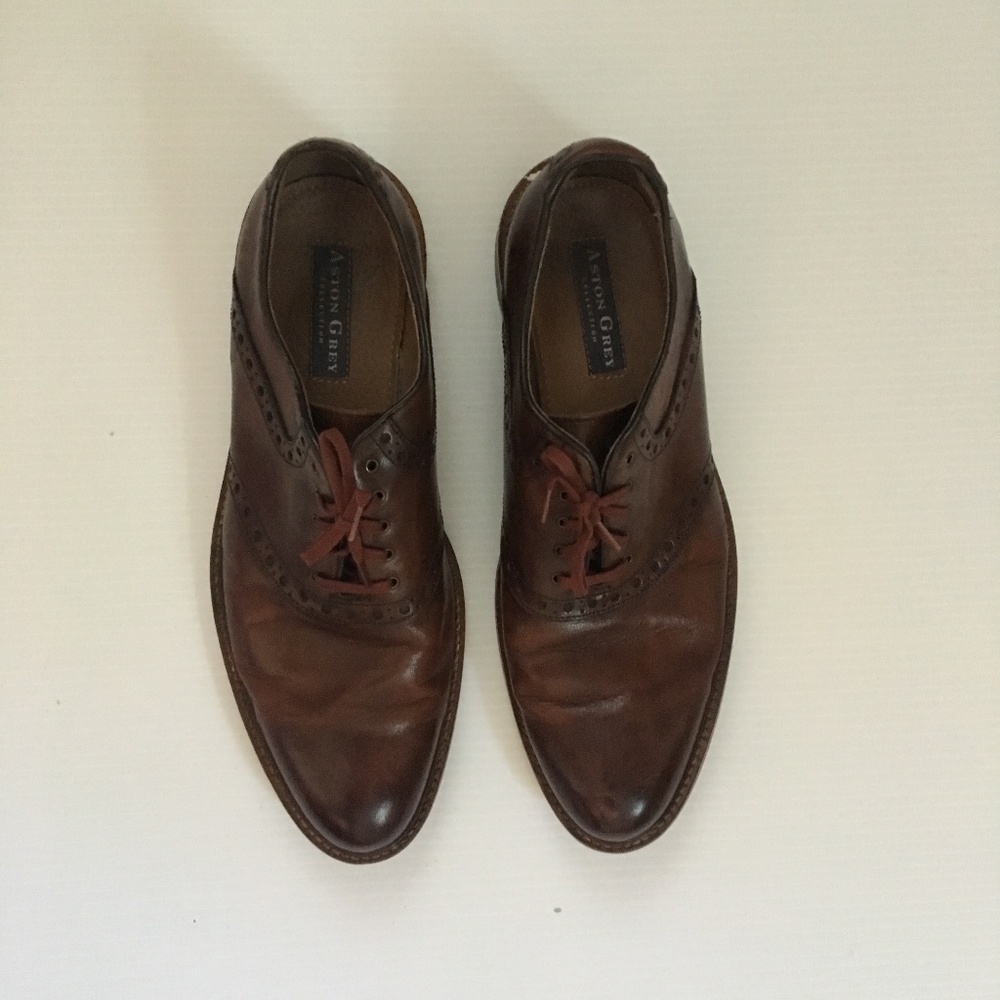 Aston Grey Leather Derby Shoes